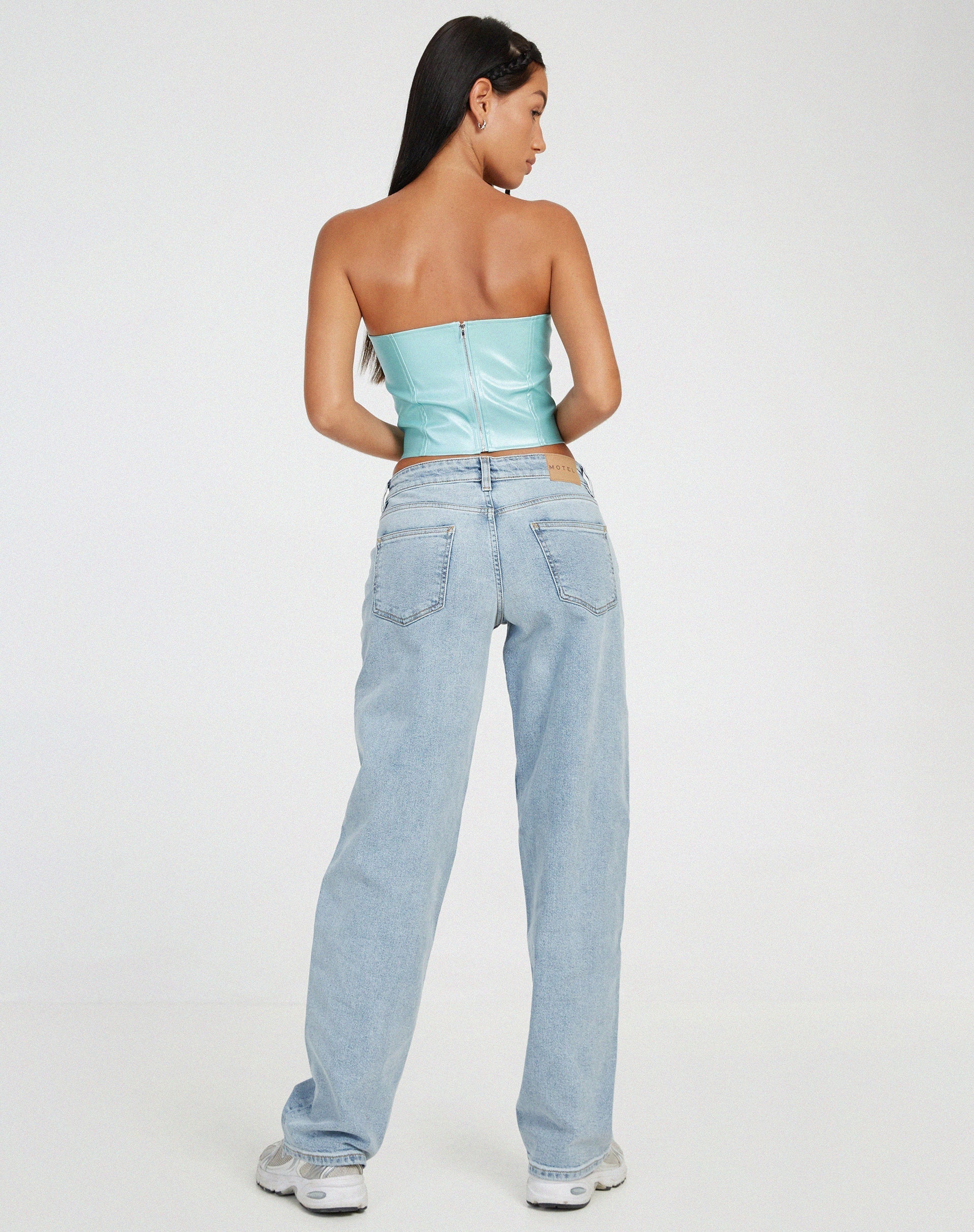 Dena Corset Top in PU Sky Blue